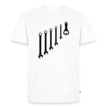 Jeu d’outils et mécanique de l’ouvre-bouteille - T-shirt Premium bio Homme - blanc - Devant - Nico (187cm)
