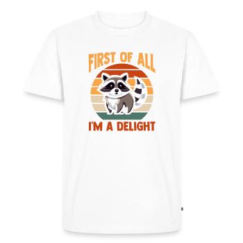 Raccoon First Of All Im A Delight Trash Panda - Men's Premium Organic T-Shirt - white - Front - Nico (187cm)