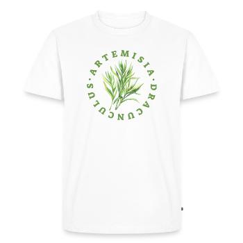 Emblème de feuille d’Artemisia dracunculus - T-shirt Premium bio Homme - blanc - Devant - Nico (187cm)