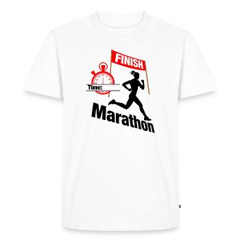Coureuse marathonienne – Temps de course - T-shirt Premium bio Homme - blanc - Devant - Nico (187cm)