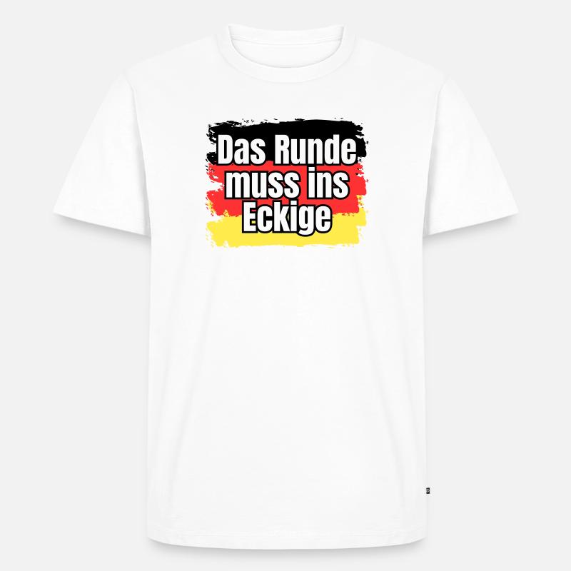 Das Runde muss ins Eckige - Spruch - Männer Premium Bio T-Shirt - Weiß