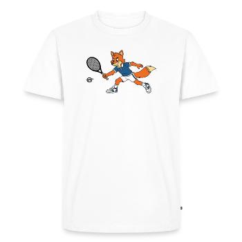 Mascotte Jannik du Renard jouant au tennis - T-shirt Premium bio Homme - blanc - Devant - Nico (187cm)