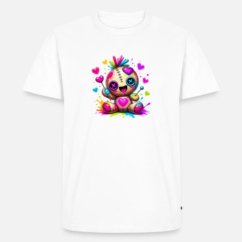 Patchwork-Kuscheltier mit Neonherzen - Männer Premium Bio T-Shirt - Weiß