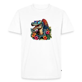 Tropical dinosaur with sunglasses - Men's Premium Organic T-Shirt - white - Front - Nico (187cm)