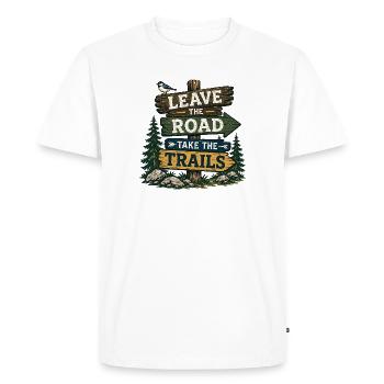 Quitte la route, prends les sentiers - T-shirt Premium bio Homme - blanc - Devant - Nico (187cm)