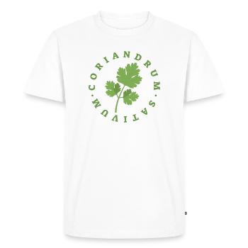 Emblème de feuilles circulaires en coriandre - T-shirt Premium bio Homme - blanc - Devant - Nico (187cm)