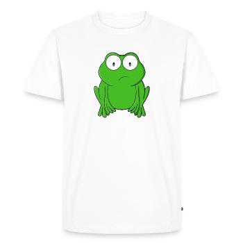 Emerald Frog Wide-Eyed Worry - Men's Premium Organic T-Shirt - white - Front - Nico (187cm)