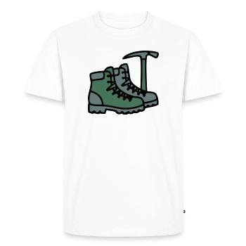 Bottes de randonnée Piolets Alpinistes Alpes Randonneurs - T-shirt Premium bio Homme - blanc - Devant - Nico (187cm)