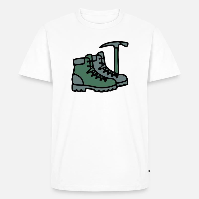 Wanderschuhe Eispickel Bergsteiger Alpen Wanderer - Männer Premium Bio T-Shirt - Weiß