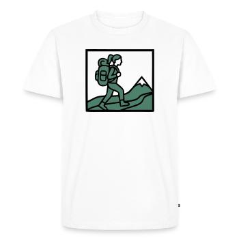 Randonnée Sac à dos Montagnes Randonneurs Femmes Désir de voyager - T-shirt Premium bio Homme - blanc - Devant - Nico (187cm)