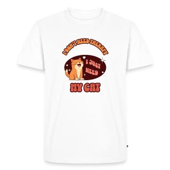 Citation drôle de la thérapie par chat - T-shirt Premium bio Homme - blanc - Devant - Nico (187cm)