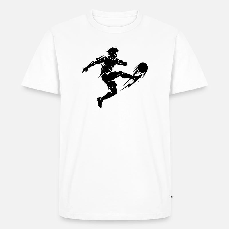 Fussballer Silhouette - Männer Premium Bio T-Shirt - Weiß