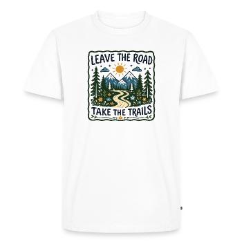 Quittez la route Prenez les sentiers floraux - T-shirt Premium bio Homme - blanc - Devant - Nico (187cm)