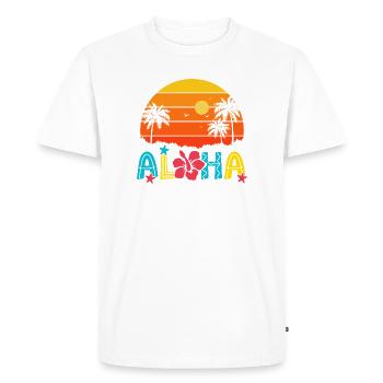 Aloha Sunset Palm Hibiscus - T-shirt Premium bio Homme - blanc - Devant - Nico (187cm)