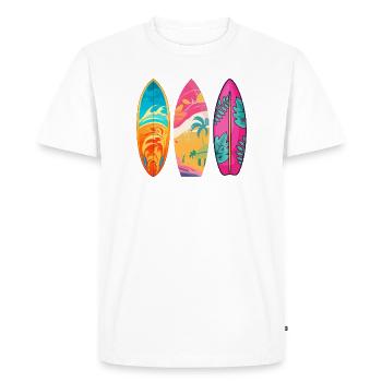 Surf Tropic Colorful Triptych - Men's Premium Organic T-Shirt - white - Front - Nico (187cm)
