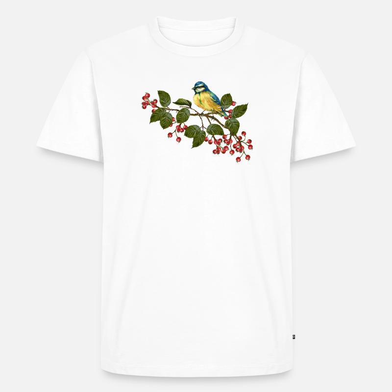 Bunter Vogel - Männer Premium Bio T-Shirt - Weiß