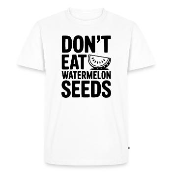 Ne mange pas de graines de pastèque - T-shirt Premium bio Homme - blanc - Devant - Nico (187cm)