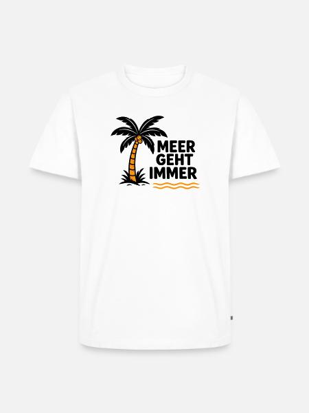 Orangen Palme am Meer - Männer Premium Bio T-Shirt - Weiß