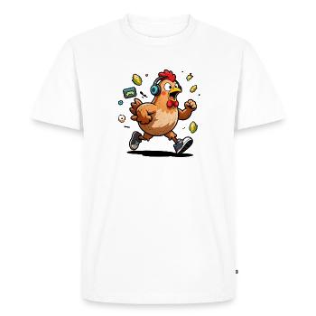 Free-range player rooster chicken - Men's Premium Organic T-Shirt - white - Front - Nico (187cm)