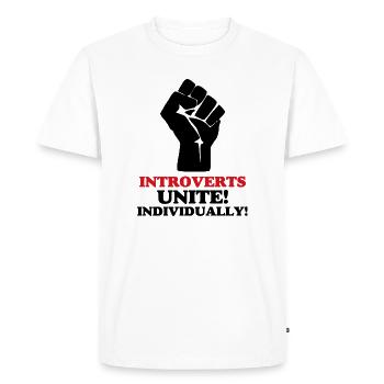 Introverts Unite - Men's Premium Organic T-Shirt - white - Front - Nico (187cm)