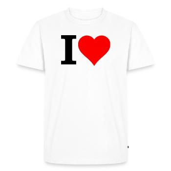 Cœur rouge en contraste noir - T-shirt Premium bio Homme - blanc - Devant - Nico (187cm)