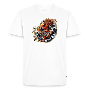 Fish with fishing rod - Men's Premium Organic T-Shirt - white - Front - Nico (187cm)