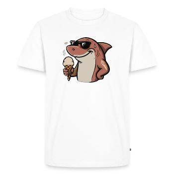 Sonnenbrillenhai mit Eiscreme - Men's Premium Organic T-Shirt - white - Front - Nico (187cm)