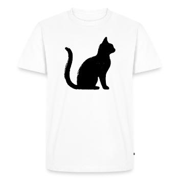 Chat - Silhouette NOIR - T-shirt Premium bio Homme - blanc - Devant - Nico (187cm)