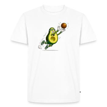 Motif de bande dessinée de basket-ball à l’avocat - T-shirt Premium bio Homme - blanc - Devant - Nico (187cm)