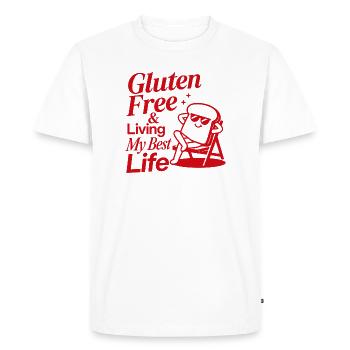 Gluten Free Living My Best Life - Men's Premium Organic T-Shirt - white - Front - Nico (187cm)