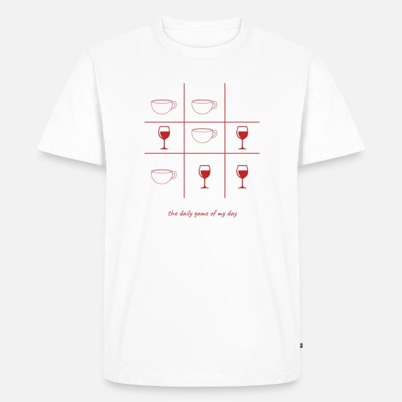 Kaffee oder Wein englisch - Männer Premium Bio T-Shirt - Weiß
