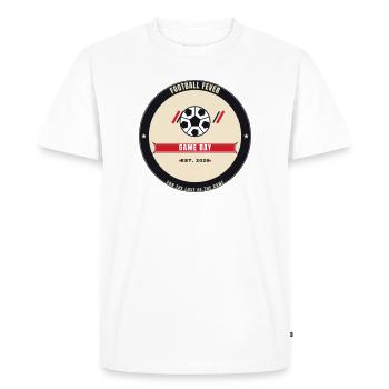 Football Fever 2026 — Vintage Soccer Emblem - T-shirt Premium bio Homme - blanc - Devant - Nico (187cm)