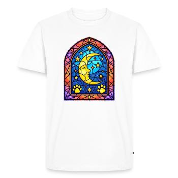 Empreintes mystiques de lune en vitrail et de pattes d’animaux de compagnie - T-shirt Premium bio Homme - blanc - Devant - Nico (187cm)
