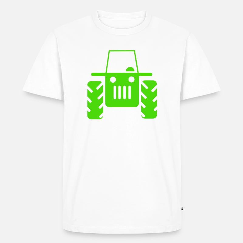 Retro Traktor  - Männer Premium Bio T-Shirt - Weiß