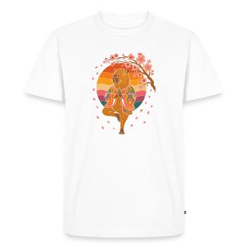 Meditating Bear in Cherry Blossom Kimono - Men's Premium Organic T-Shirt - white - Front - Nico (187cm)