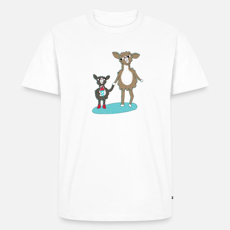 Lama Einschulung - Männer Premium Bio T-Shirt - Weiß