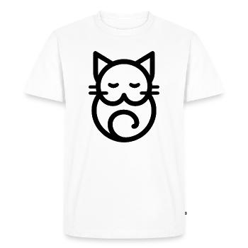 Minimalist Geometric Sleeping Cat Line Art - Men's Premium Organic T-Shirt - white - Front - Nico (187cm)