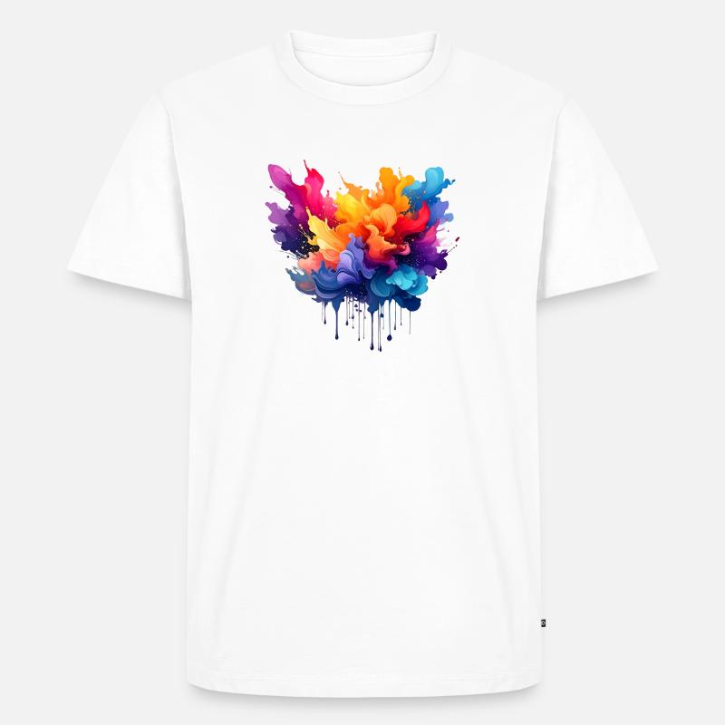 Farbexplosion Farbfluss - Männer Premium Bio T-Shirt - Weiß