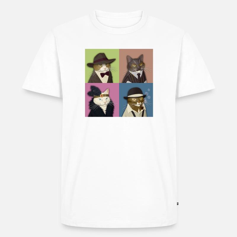 Dapper Cats Quartett - Männer Premium Bio T-Shirt - Weiß
