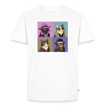 Badass Cat Quartet - T-shirt Premium bio Homme - blanc - Devant - Nico (187cm)