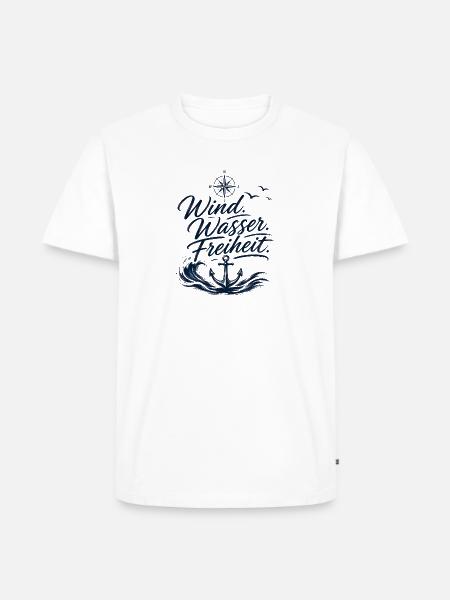 Wind. Wasser. Freiheit- Segelbekleidung Offshore - Männer Premium Bio T-Shirt - Weiß