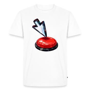 Bouton flèche vers le bas - T-shirt Premium bio Homme - blanc - Devant - Nico (187cm)