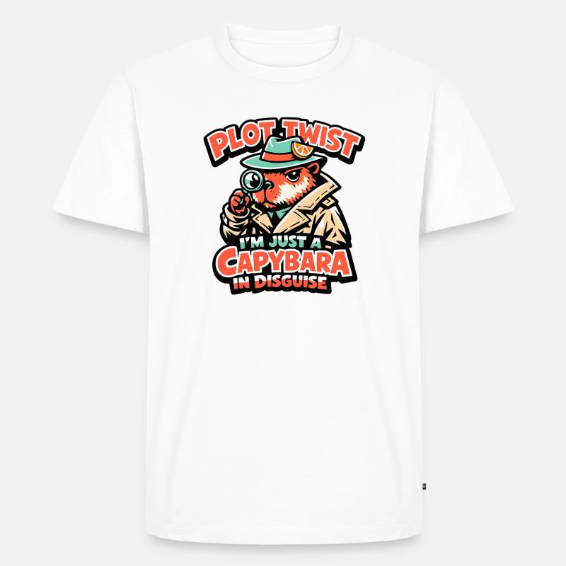 Plot Twist Capybara Detektiv - Männer Premium Bio T-Shirt - Weiß