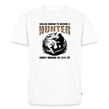 Skilled Crazy Hunter Badge - Men's Premium Organic T-Shirt - white - Front - Nico (187cm)