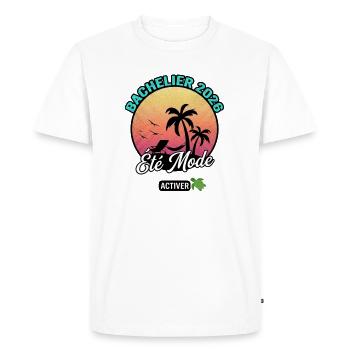 Bachelier 2026 Été Mode - T-shirt Premium bio Homme - blanc - Devant - Nico (187cm)
