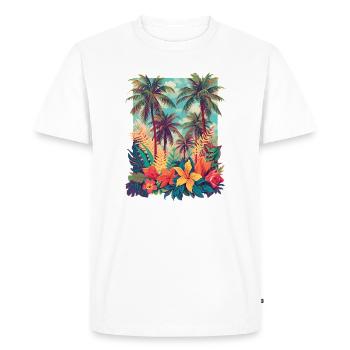 Plage des Fleurs Tropicales - T-shirt Premium bio Homme - blanc - Devant - Nico (187cm)