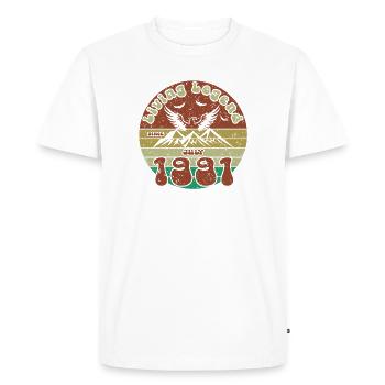 35e anniversaire : Légende vivante depuis le VIN 07/1991 - T-shirt Premium bio Homme - blanc - Devant - Nico (187cm)