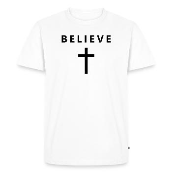 Foi dans la foi minimaliste en Jésus, e - T-shirt Premium bio Homme - blanc - Devant - Nico (187cm)