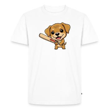 Mignon chiot de baseball pour les fans de chiens Enfants - T-shirt Premium bio Homme - blanc - Devant - Nico (187cm)
