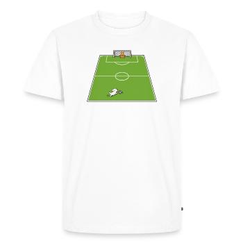 Terrain de football avec chien et t-shirt capybara - T-shirt Premium bio Homme - blanc - Devant - Nico (187cm)